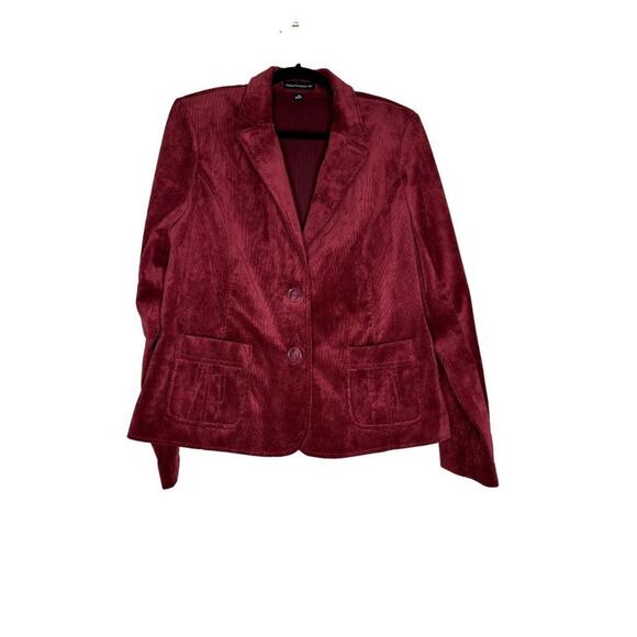 Counterparts Corduroy Button Front Jacket Blazer Button Front Long Sleeve Red Wo - Picture 1 of 6